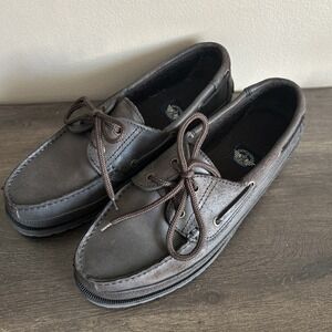 Dockers Men's Size 10 Brown Leather Boat Shoes‎ – Moc Toe Slip-On Loafers Deck